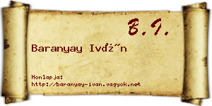 Baranyay Iván névjegykártya